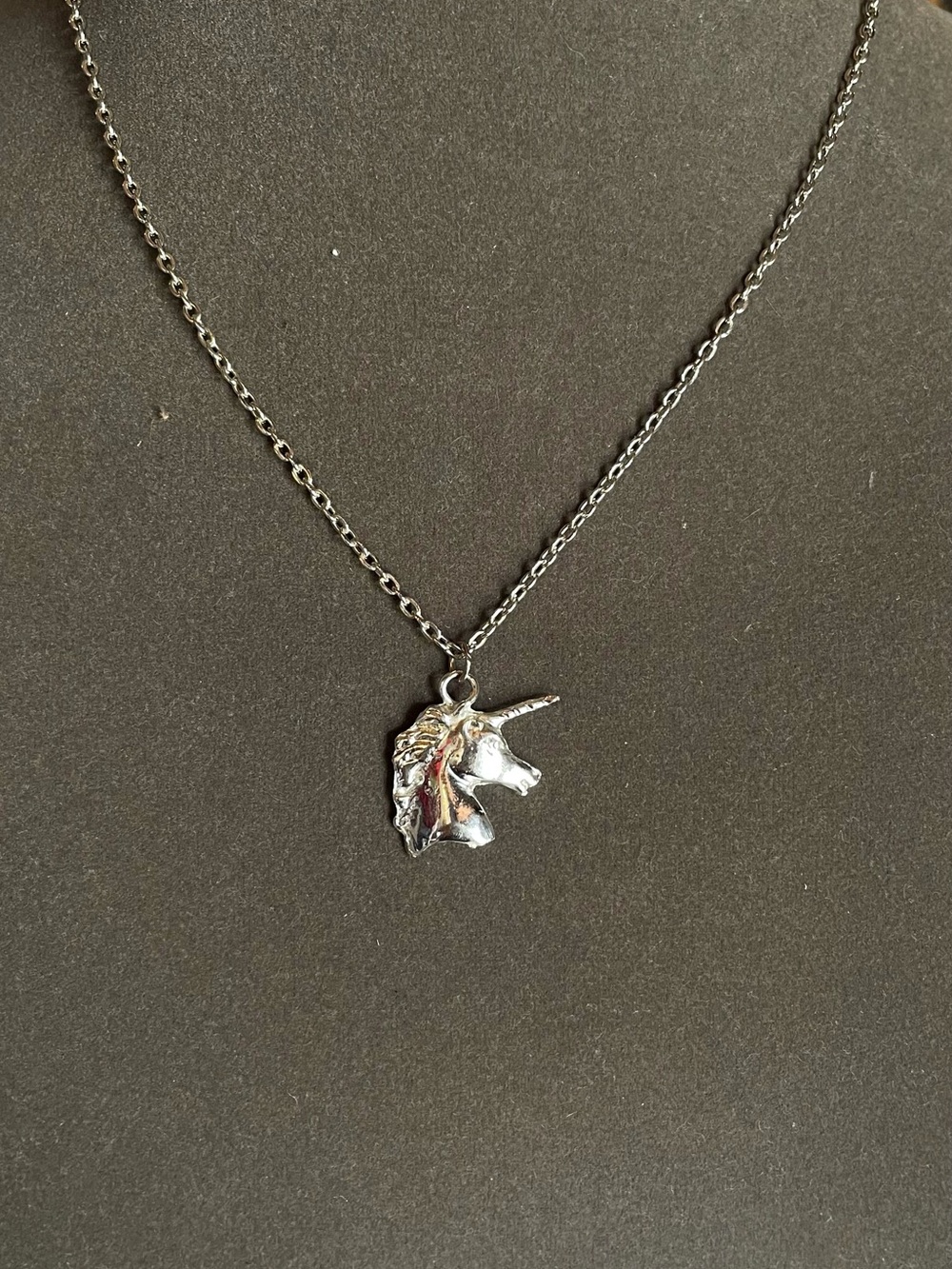 Silver Unicorn Pendant Necklace - Women's Jewelry